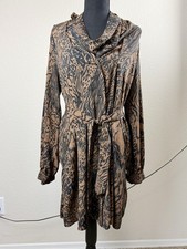 Topshop Size 8 Dress Button Wrapped Collar Side Pockets Tie Waist Boho Casual