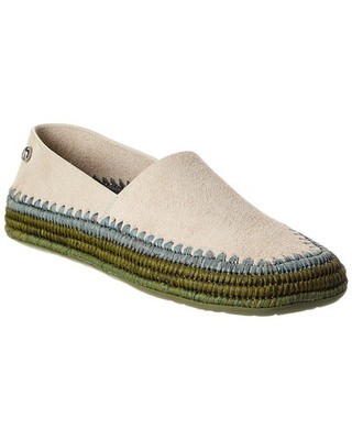 Loewe Rio Suede & Raffia Slipper Women's Grey 36