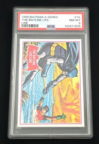 1966 Topps Batman Red Bat #7A The Batline Life-Line — PSA 8
