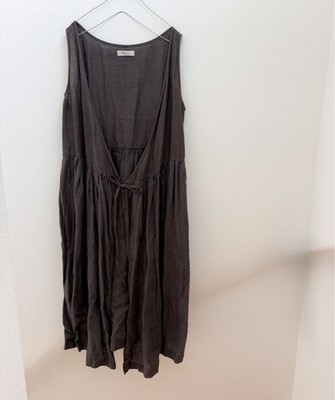 ICHI Antiquites Linen Cache Coeur Jumper Dress Gray Layered Japan