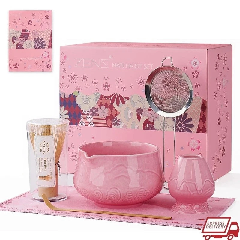 Sakura Pink Matcha Set W/ Bamboo Whisk Bowl Scoop Sifter Tea Accessories Gift US