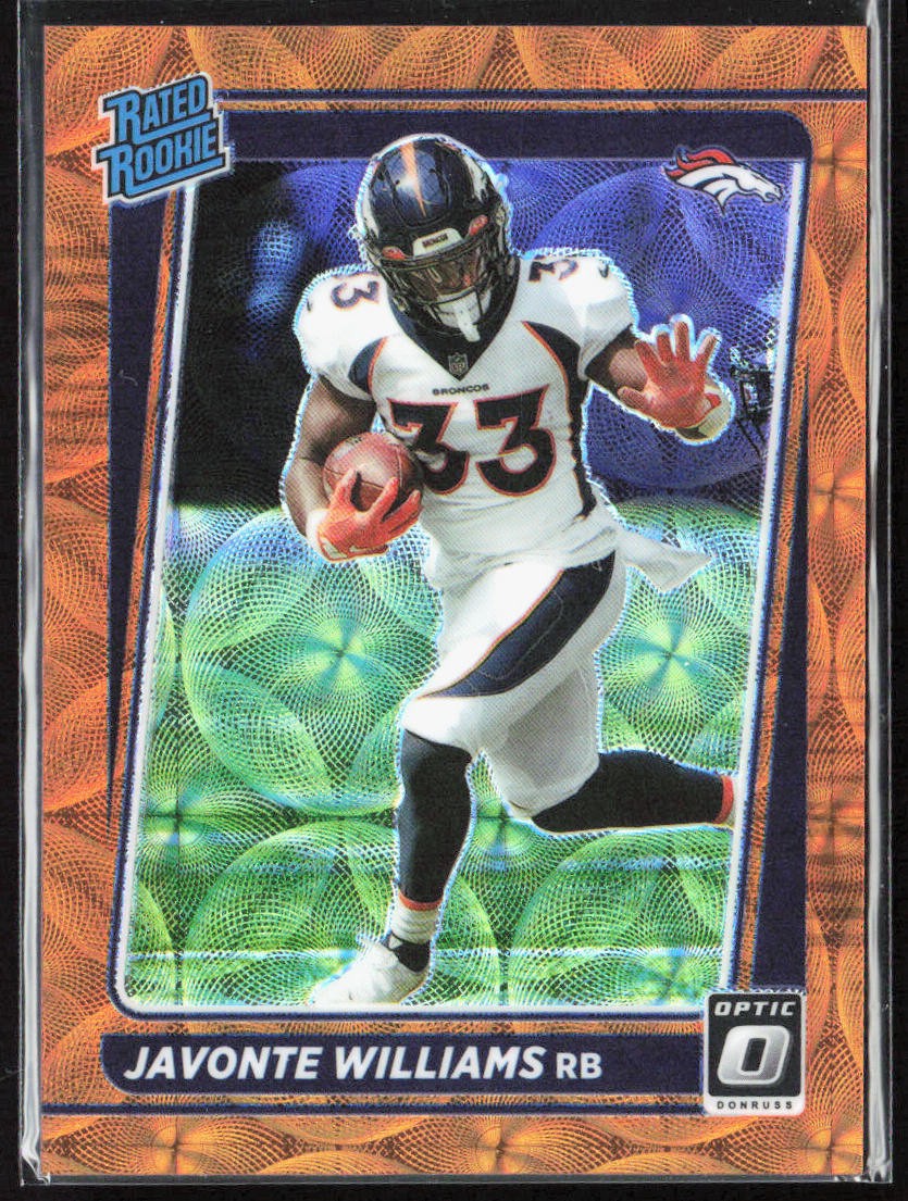 2021 Donruss Optic Javonte Williams Orange Scope Prizm Rookie /79 #215 Broncos