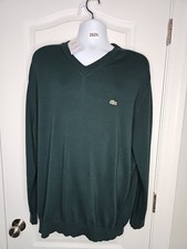 NWT LACOSTE Men's Cotton V-Neck Long Sleeve Sweater FR 8 US 3XL XXXL Green