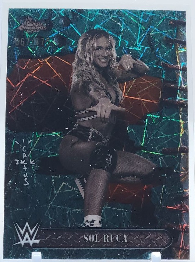 Sol Ruca Cactus Auto 2025 Topps Chrome WWE X Cactus Jack - Sol Ruca, Sol Ruca #93 Teal Laser ...