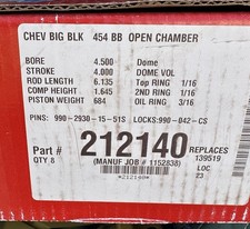 New Srp By Je Usa Made Chevy Bbc 454 Piston Set 212140 Wrings Ms9190 255 New Srp By Je Usa Made Chevy Bbc 454 Piston Set 212140 Wrings Ms9190 255