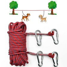 Dog Tie Out Cable for Camping, 50ft Portable Dog Trolley System for Small Med...