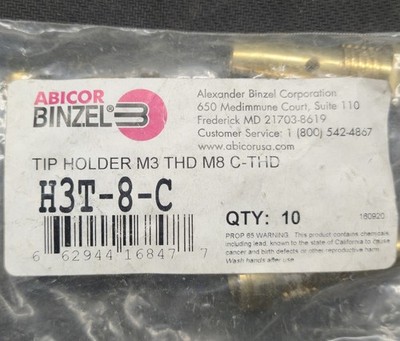 Abicor Binzel H3TP-6-C  Tip Holder Omega 3T C-THD M6 Pipe Weld. Pack Of 9