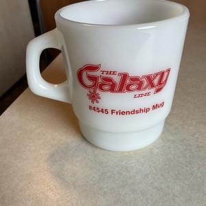 Vintage Galaxy White Milk Glass Coffee Mug Advertising Deer Creek Insurance MS