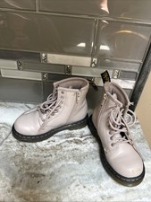 Dr. Martens Leather Combat Lace Up Zip Boots Beige/ Pink Toddler Girl Sz 8