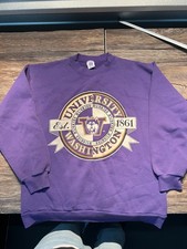 Vintage Logo 7 University Of Washington Huskies Sweatshirt Mens Medium Purple