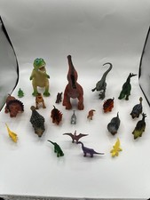 Lot of 21 Dinosaur Figure Toys PVC  Hard Plastic  Hollow Mix Assorted.