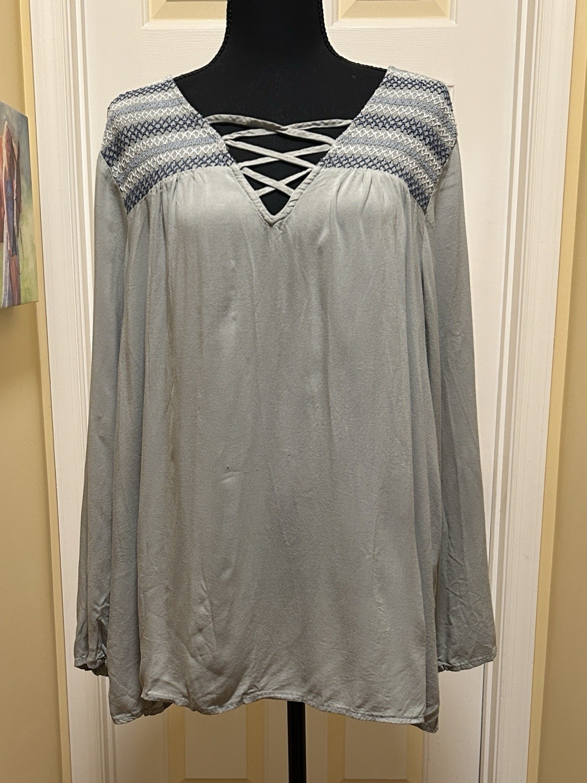 Avenue Greenish/Gray Women’s Plus 18/20 Top