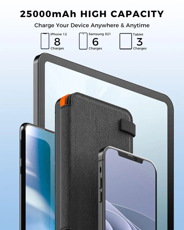 Solar Power Bank 25000mAh - Tragbares Solar-Ladegerät mit 4 Solar-Panels Outd... - Bild 4 von 4