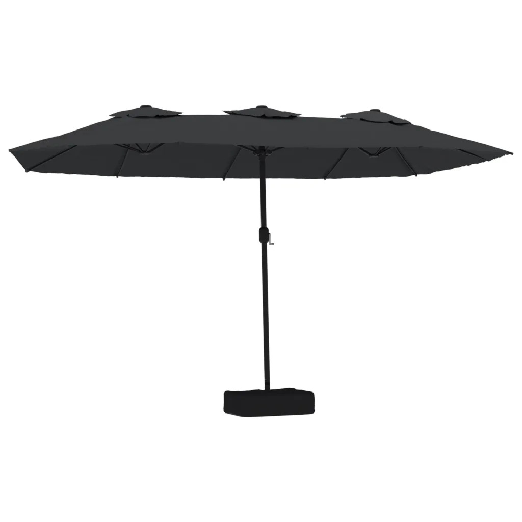 Parasol de jardin grand format 449 x 265 cm avec manivelle et toile de terrasse