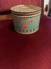 Rare 1930s-40s Hearts Delight Coffee Can Tin 1lb Country Store Vintage No Reserv