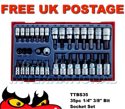 Teng TTBS35 35pc 1/4" 3/8" Bit Socket Set (Metric AF PZ Torx Hex Allen Key Flat) - 第 1/1 張圖片