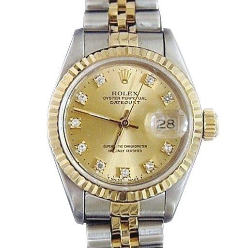 Rolex — Rolex Datejust Lady 18K Gold & Steel Watch Champagne FACTORY Diamond Dial 69173