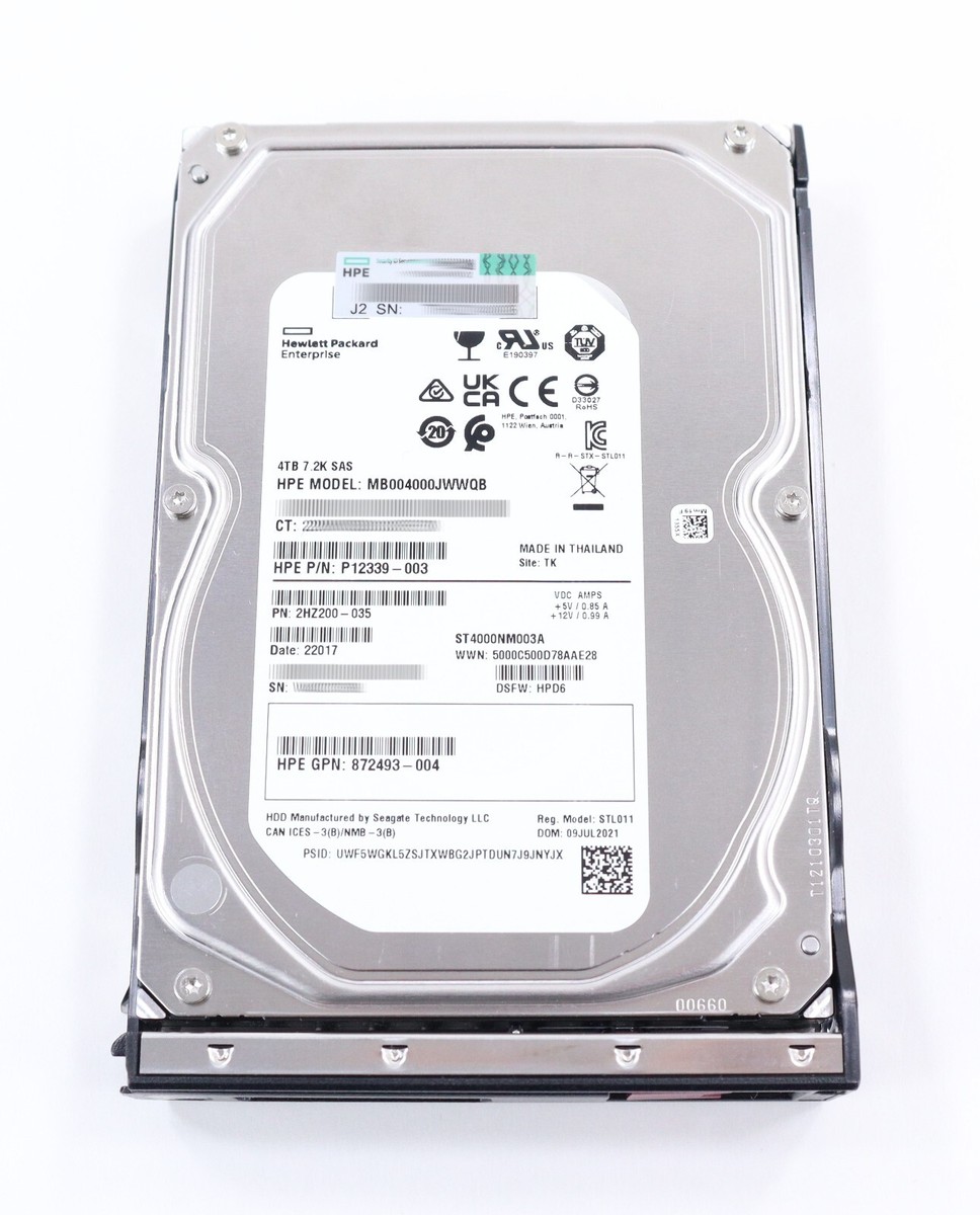 HP Seagate 4TB MB004000JWWQB ST4000NM003A SAS P12339-003 HP Seagate 4TB MB004000JWWQB ST4000NM003A SAS P12339-003