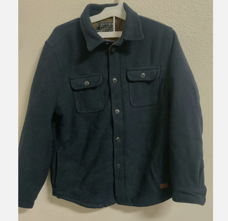 Jachs New York Men's Wool Blend Sherpa Lined Shirt Jacket(Blue