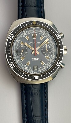 Vintage Waltham Chronograph Diver Watch 200 ATM Valjoux 7734 RARE