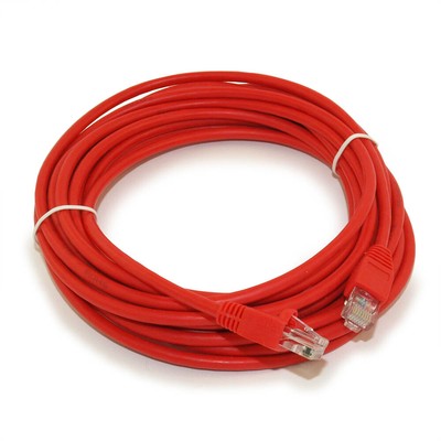 20ft Cat5E Ethernet RJ45 Patch Cable  Stranded  Snagless Booted  RED