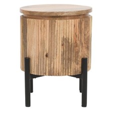 York Solid Wood Bedside Table And Metal Legs