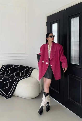 2024Mulberry Silk Double Sided Wool Coat Women's Button Full Diamond Trench Coat - Bild 24 von 28