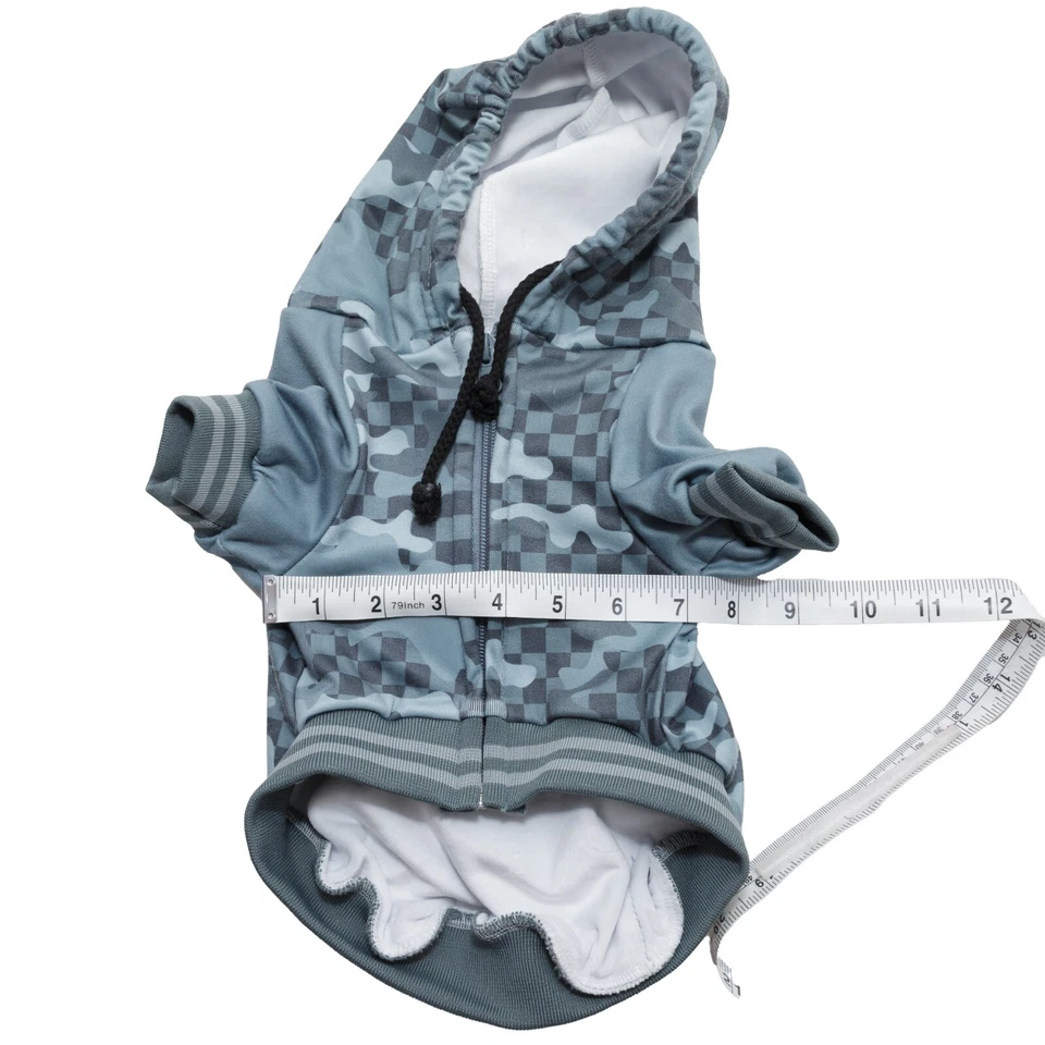 Fresh Pawz M Checkered Camo Dog Pet Hoodie Poly Spandex Back Kangaroo Pocket - Image 4 of 4