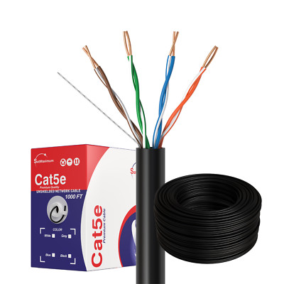 CAT5E Cable 500FT 1000FT UTP Solid Network Ethernet CAT5 23 AWG Wire RJ45 Lan