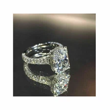 3.20Ct White Radiant Cut VVS1 Diamond Simulated Engagement Ring  14K White Gold