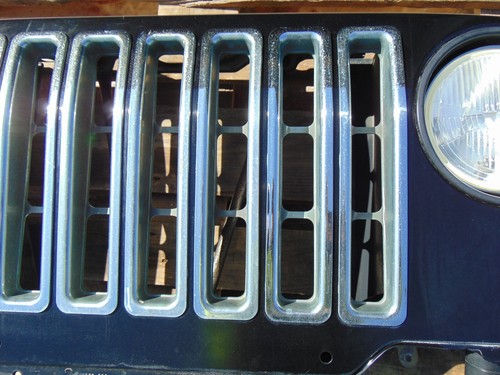 Jeep Wrangler Radiator Grill headlight panel TJ 97-06 Black + chrome trim lights - Picture 6 of 18