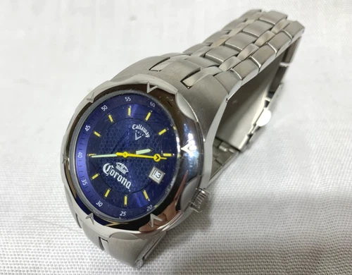 Unused Callaway Golf CY2005 CORONA BEER Mens Stainless Steel Watch Complete Case