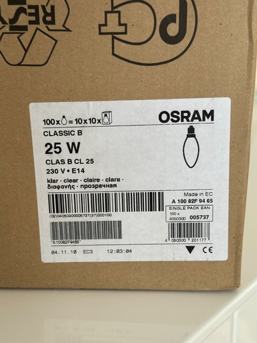 produziert in der EU (!), 10 x OSRAM Glühbirne 25 W klar, Kerze, E14, dimmbar - Bild 5 von 5