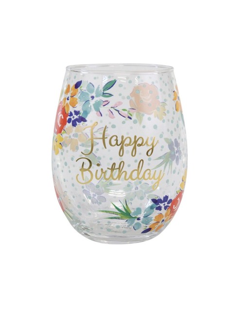 Pioneer Woman oz Glass Stemless Happy Birthday Wine Glass For Sale Online Ebay