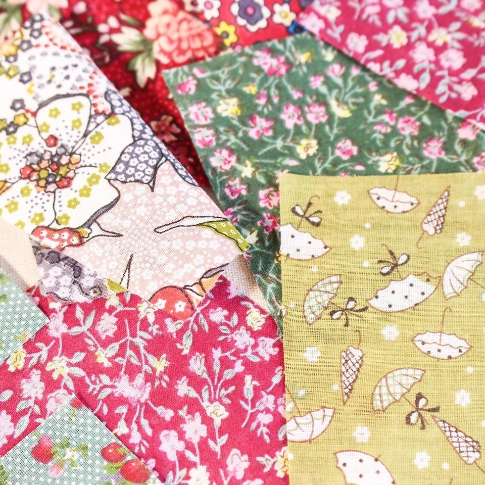 100 Mix Cotton Print Flower10cm Fabric Squares Bundle for Quilting & Patchwork - Image 3 of 4