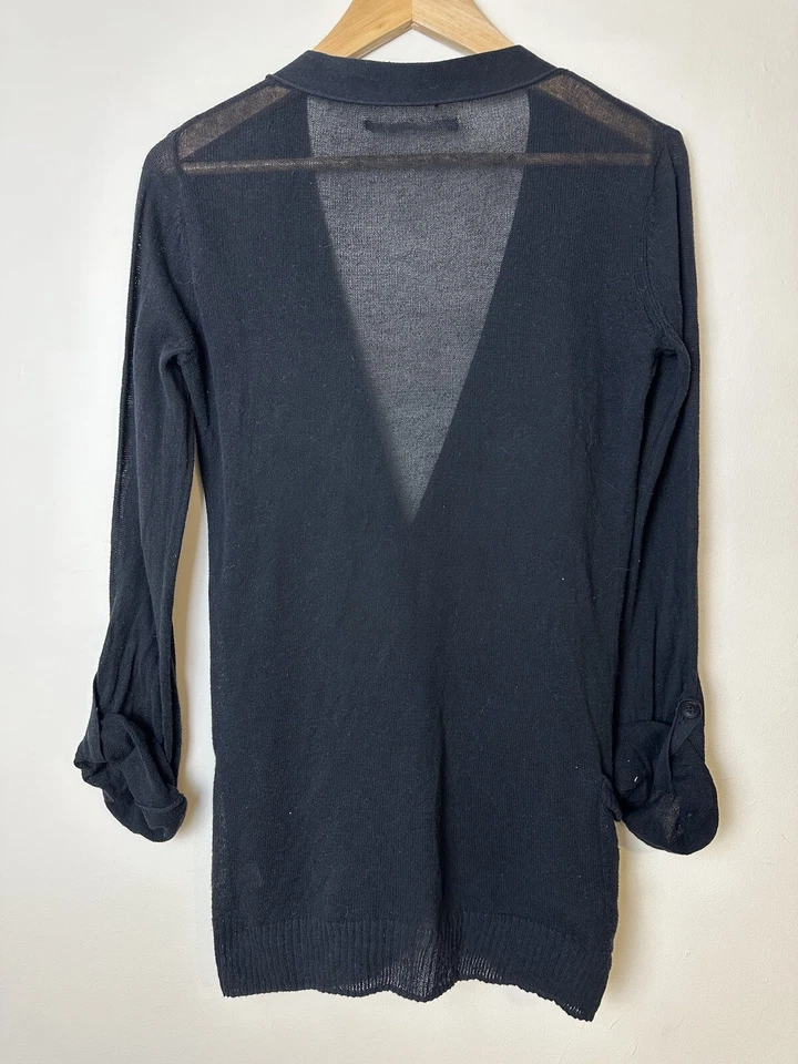 Cárdigan Basura Mujer Negro Transparente con Botones Mangas con Pestaña Enrollable Bolsillos Talla M Foto 2 de 4