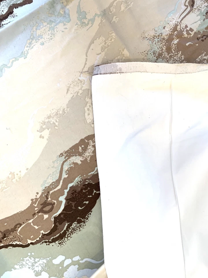 Waves Blue Beige White 120w X 160 L Black Out Coated Curtain Fabric Remnant - image 2 of 4