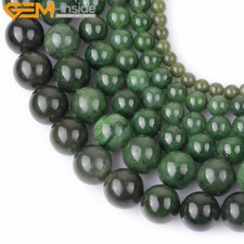 Natural AAA Green Canadian Jadeite Jade Stone Beads For Girl Jewelry Making 15''