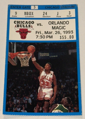 Orlando Magic Chicago Bulls Ticket Stub Michael Jordan vs Shaq