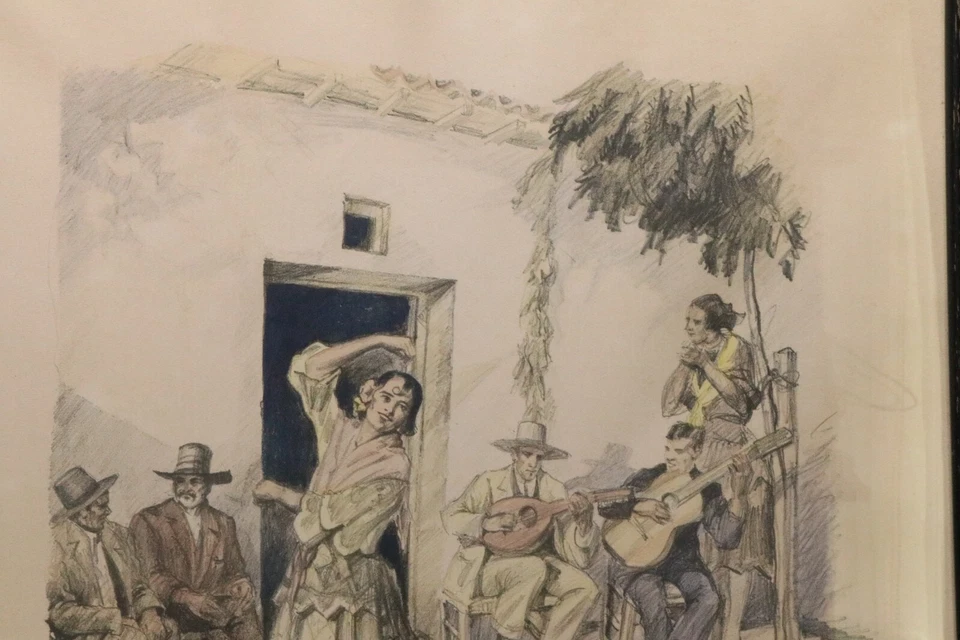 WILLY WEBER ~ Zigeuner in Granada ~ Lithographie handkoloriert 1928 lithography - Bild 3 von 4