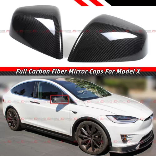 For 16-2025 Tesla Model X Direct Add-on Real Carbon Fiber Side Mirror Covers Cap