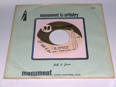 45 RPM Roy Orbison I'm Hurtin, Can't Stop Loving You Monument Record ...
