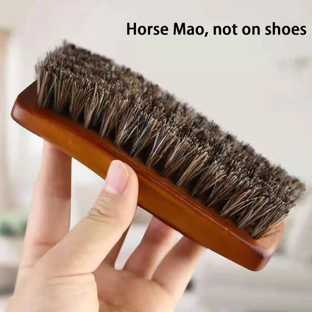 Shoe Brush, Shoe Cleaning Brush, 2 Pieces Horsehair Shoe Brush, Boot Brush,  Horse Hair Brush for Leather, Shoe Brushes for Cleaning, Leather Shoes