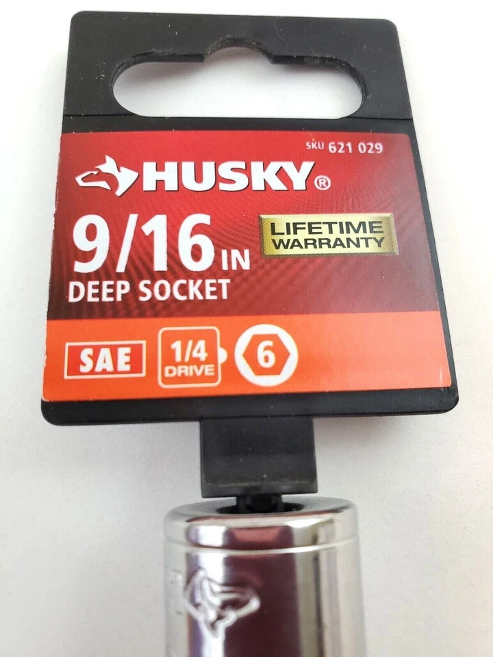 Husky 9/16" SAE Deep Socket 1/4" Drive 6 Point H4D6PDP916 - Image 2 of 4