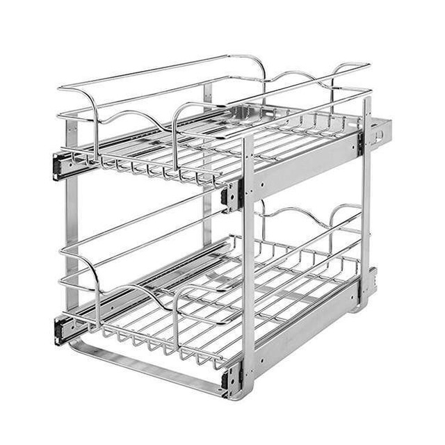 Rev A Shelf Chrome Pull Out Base Cabinet Organizer 2 Tier Kitchen