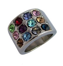 Anillo Judío Hoshen Las 12 Tribus de Piedra Rodio Cristal En Colores