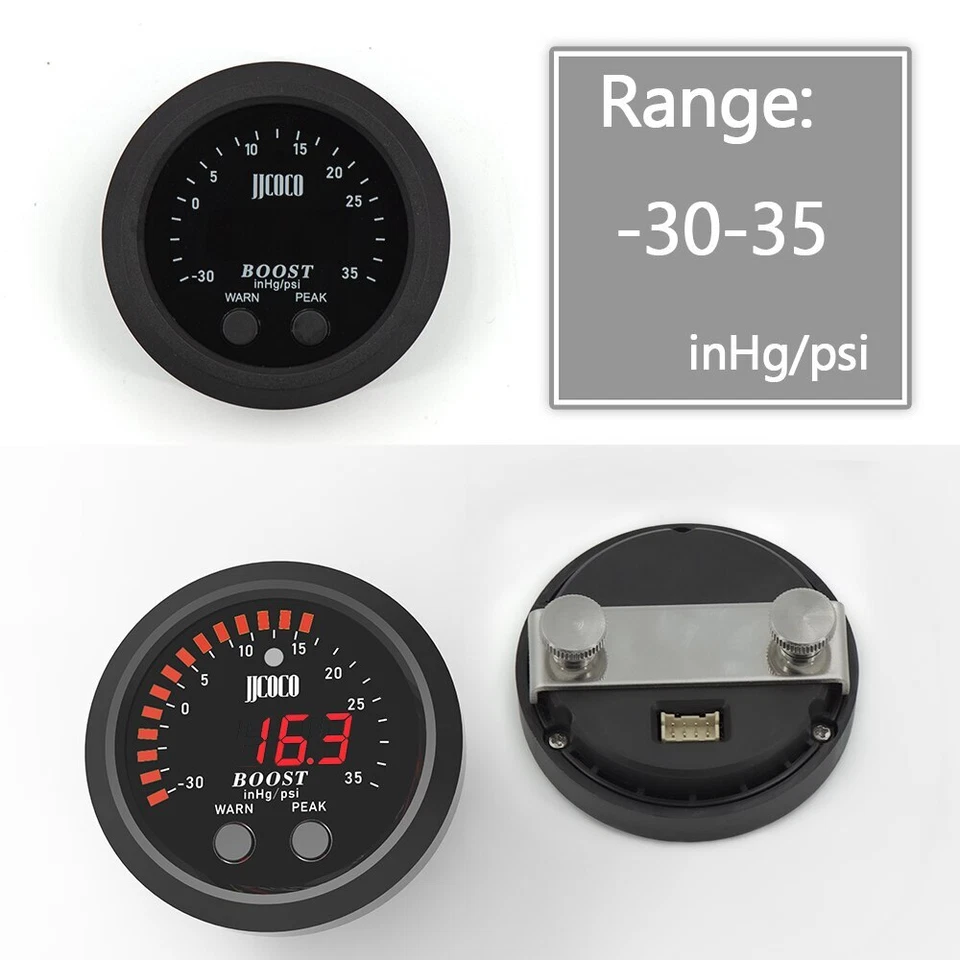 Uviversal Ultra-Thin 52mm -30~35psi Digital Electronic Turbo Boost Gauge Meter - Image 3 of 4