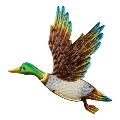 Mallard Duck in flight metal w/ glass insert wall art wild life decor
