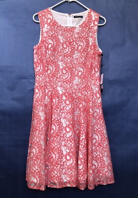 Tommy Hilfiger Dress Pink Size 8 A-Line Two-Tone Paisley Lace Tommy Hilfiger Dress Pink Size 8 A-Line Two-Tone Paisley Lace