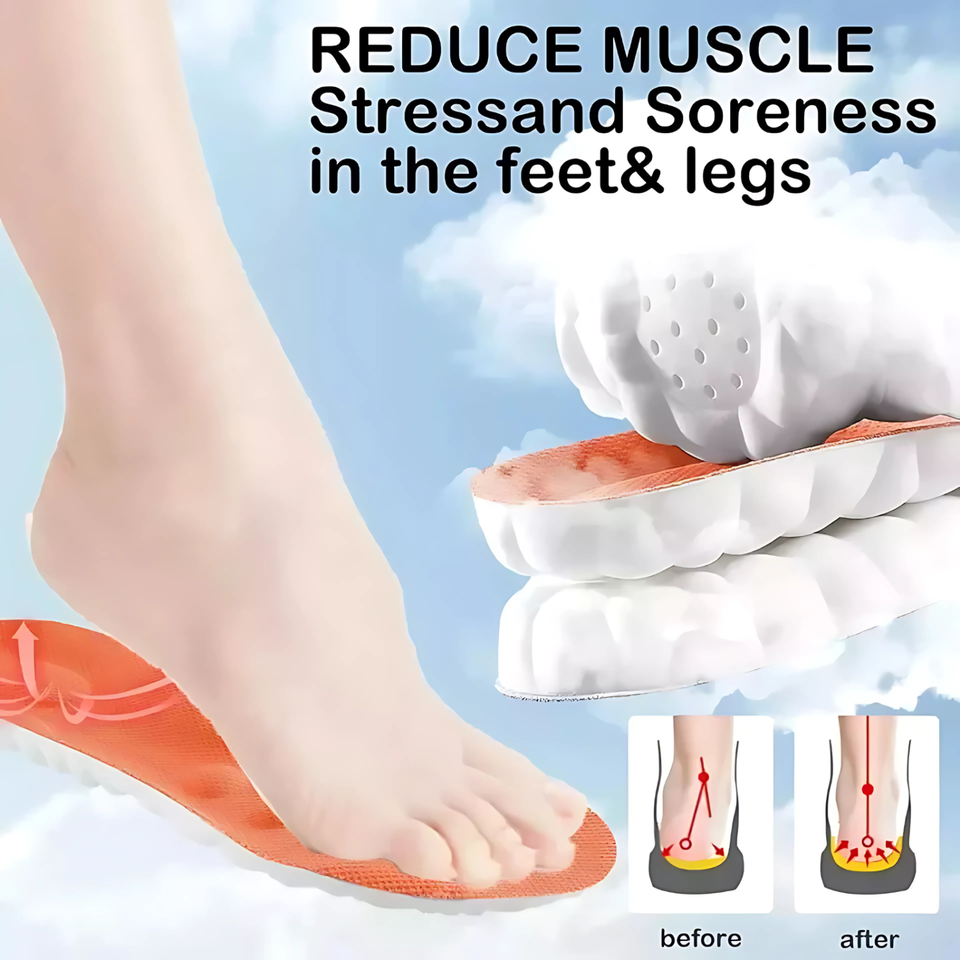 Memory Foam Insoles Steppers Plantari In Memory Foam - Supporto Arco Plantare, Taglia 9-10, Arancione Solette Antishock - Foto 3